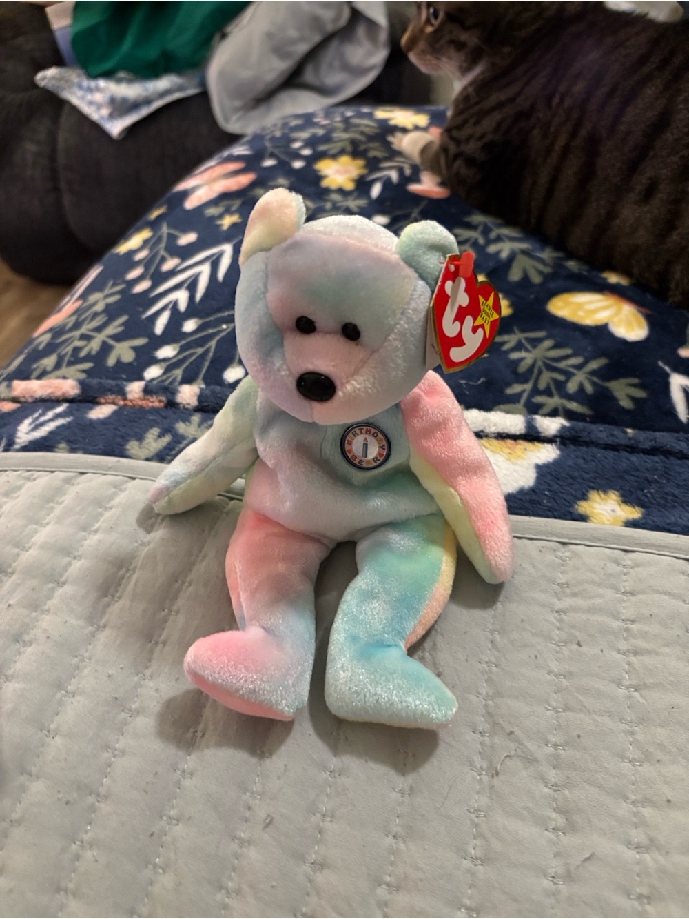 Ty BB Teddy Pastel Tie-Dye Beanie Baby Teddy - Pink, Blue, Mint NWT.